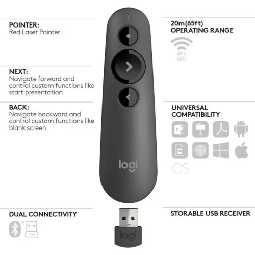Pointeur laser Logitech R500 - télécommande de présentation