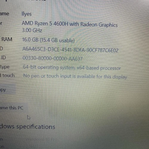 HP PAVILION GAMING RYZEN 5 4600H 16GB 256GB SSD GTX 1650ti 4GB