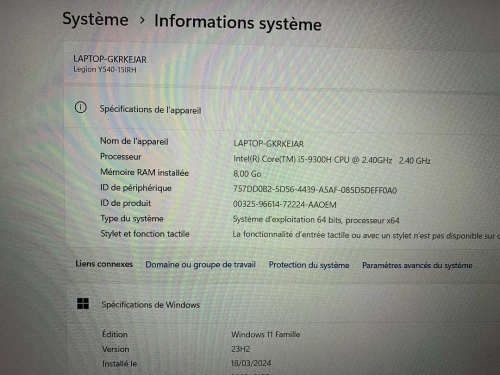 LENOVO LEGION Y540 i5-9300H 8GB 256GB SSD 1TB HDD GTX 1660 TI
