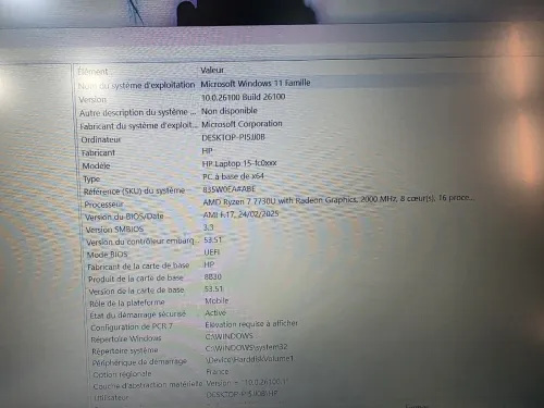 HP LAPTOP 15 RYZEN 7 7730U 16GB 512GB 15.6P