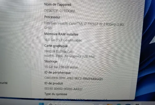 LENOVO THINKPAD P14S GEN 2 I7 11ÈME NVIDIA T500 4GB 16GB 512SSD 14P