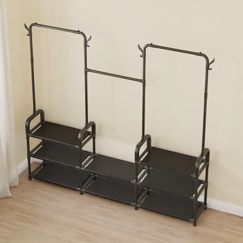 Porte Manteau et Organisateur de Chaussures en Métal de Grande Capacité - علاقة ملابس ومنظم أحذية 2في1