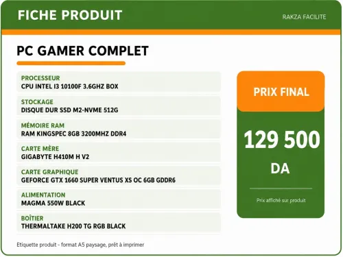 PC Gamer Complet Intel Core i3-10100F GTX 1660 Super 8GB RAM 512GB NVMe