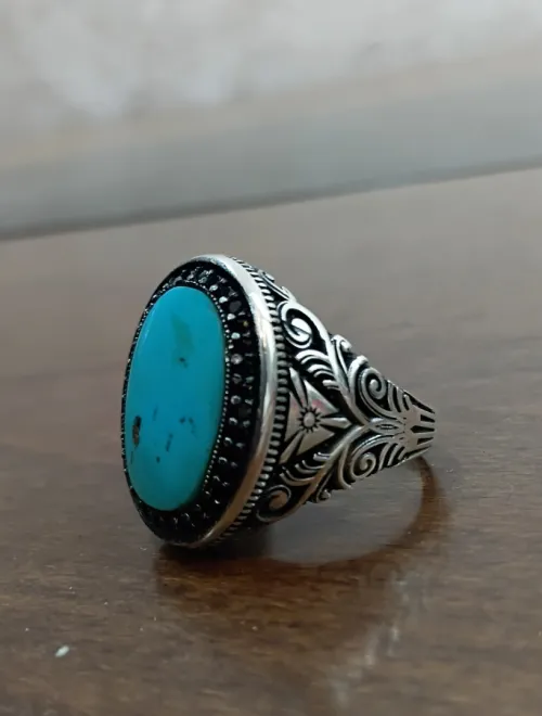 Bague en argent turquoise original