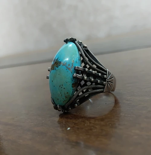 Bague en argent turquoise original
