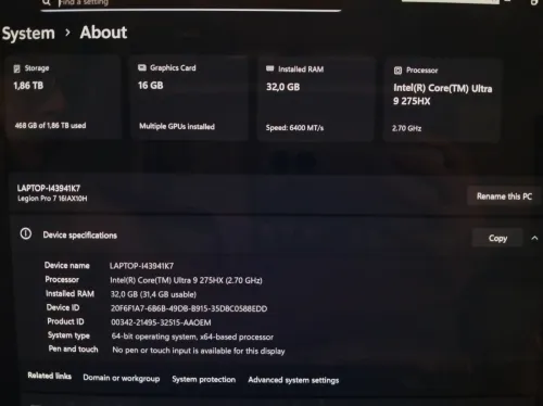 Lenovo Legion Pro 7 16IAX10H