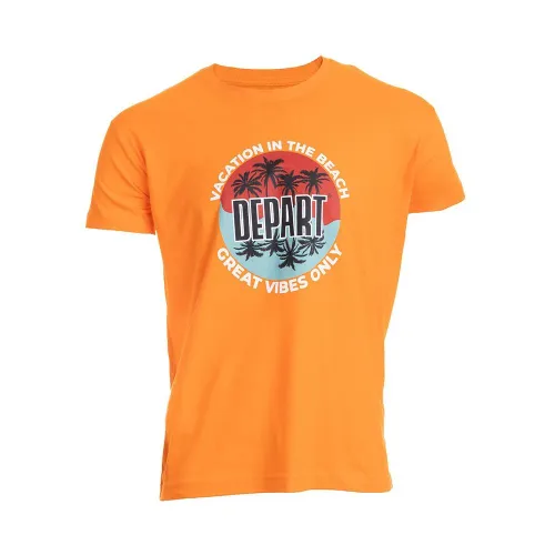 T-SHIRT HOMME DEPART  ORAGNE 100% COTON PRINT