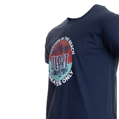 T-SHIRT HOMME DEPART  BLEU MARINE 100% COTON PRINT