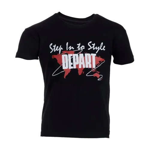 T-SHIRT HOMME DEPART  NOIR 100% COTON PRINT