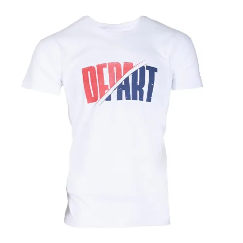T-SHIRT HOMME DEPART  BLANC 100% COTON PRINT