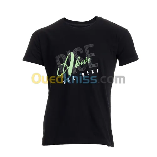 T-SHIRT HOMME DEPART NOIR 100% COTON PRINT