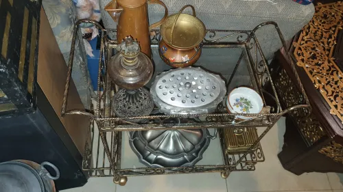 Vintage Chariot Desserte en fer forgé couleur bronze LIQUIDATION