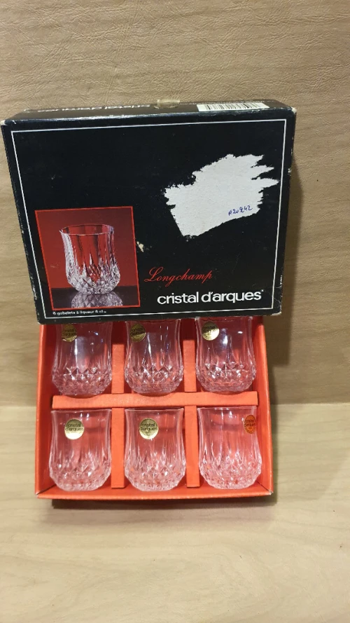 Coffret 6 petits verres en cristal d'Arques Longchamp, Paris,  arc Made in France