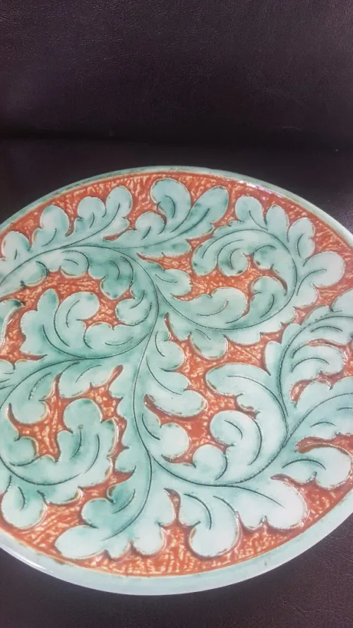 Plat décoratif vintage en céramique signé Azureart Monaco  années 1950