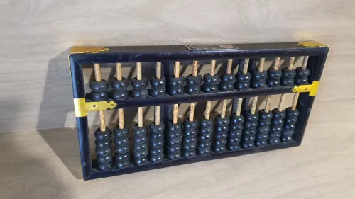 Vintage , authentique boulier chinois en bois et laiton, Suanpan, calculatrice