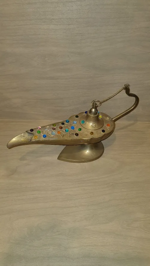 Joli Ensemble Vintage : Théière et Lampe d'Aladin en Laiton - Décoration Bohème / Orientale
