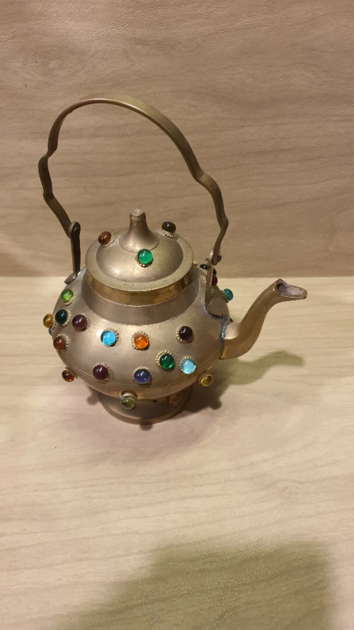 Joli Ensemble Vintage : Théière et Lampe d'Aladin en Laiton - Décoration Bohème / Orientale
