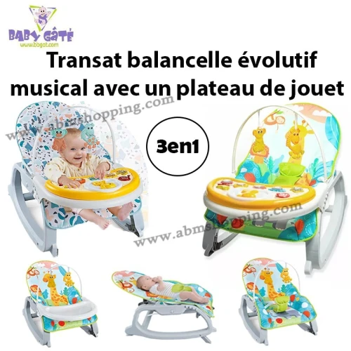 Transat balancelle évolutif musical avec un plateau de jouet 3en1 | Baby Gaté