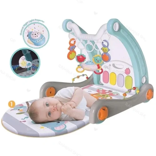 Trotteur et Tapis d éveil 6en1 avec piano musical, projection et Bluetooth