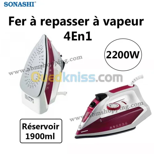GRANTIE produit 2 ans Fer à repasser à vapeur 4En1 2200W | SONASHI