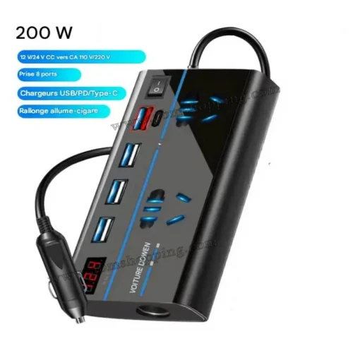 Convertisseur de courant pour voiture 200W