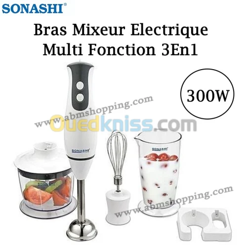 Garantie produit 2 ans Bras Mixeur Electrique Multi Fonction 3 En 1 | SONASHI