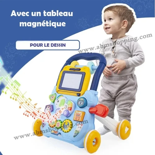 Trotteur marcheur pour bébé avec un piano et une ardoise magnétique | Huanger