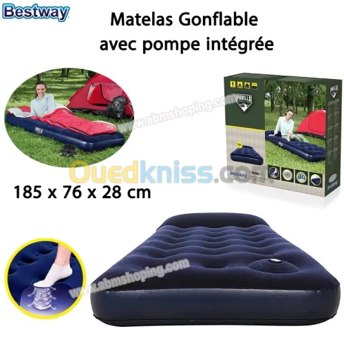 Matelas Gonflable Avec Pompe à Pied 185.76.28cm  Bestway