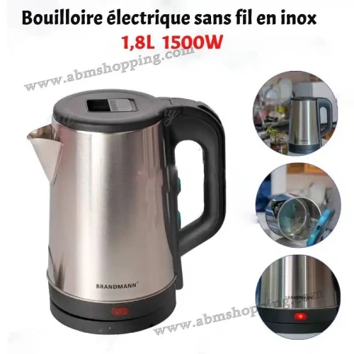 Bouilloire Électrique Sans Fil En Inox 1.8l 1500w | Brandmann