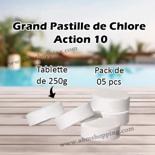 Grand Pastille Chlore Action 10 Tablette de 250g Pack de 05 pcs (F) 