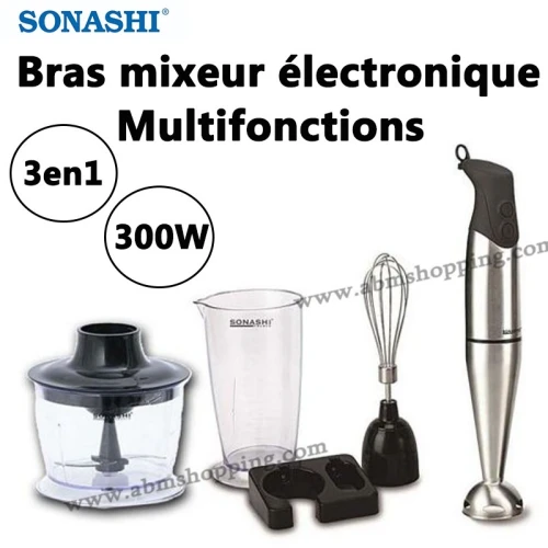 Garantie produit 2 ans Bras Mixeur électronique Multifonctions 3en1 300W | SONASHI