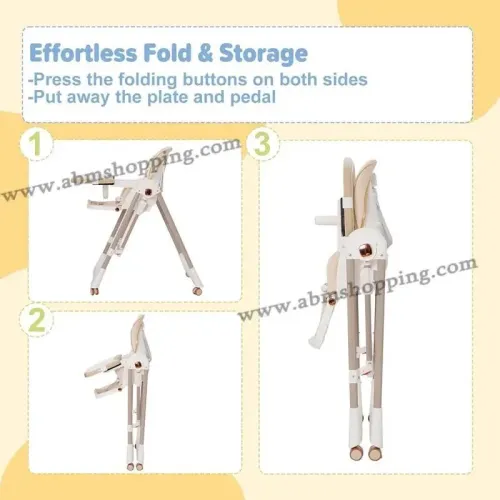 Chaise haute 2en1 balançoire réglable et pliable pour bébé