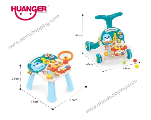 Trotteur et table de jouets 2 en 1