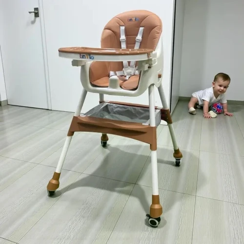 Chaise Haute Pour Bébé 2en1 | Tinylo Bleu et marron