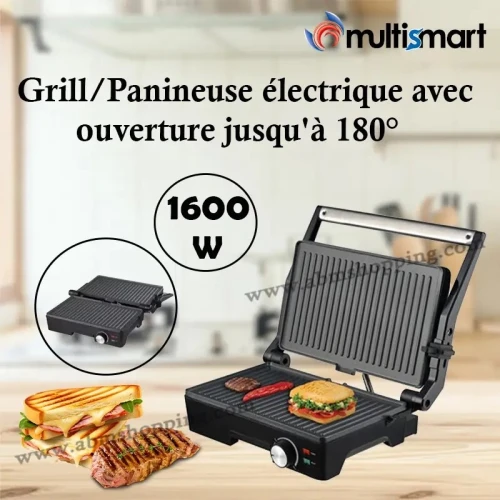 Grill Panineuse électrique avec ouverture jusqu à 180 1600W  Multismart (F) 