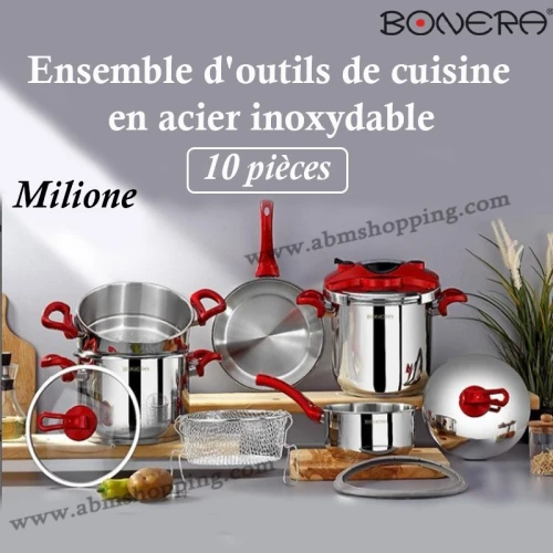 Ensemble d'outils de cuisine Milione en acier inoxydable 10 pièces | Bonera