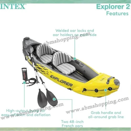 Kayak gonflable Explorer K2 2 personnes 112x91x51cm Intex