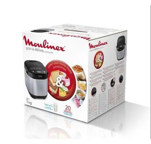 Machine à pain Moulinex PAIN ET DÉLICE 1KG 20 PROGRAMMES AUTOMATIQUES INOX OW240E30