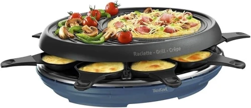 Tefal Raclette Colormania 3 en 1 Appareil à Raclette Grill et Crêpe, 8 Coupelles, 1050 W, RE310401