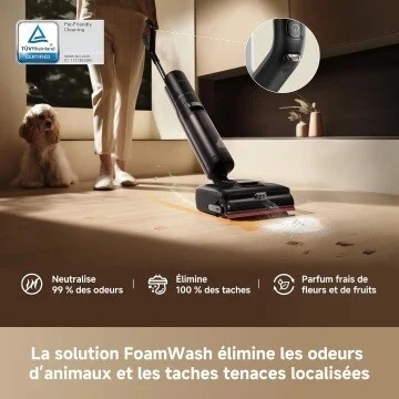 DREAME H15 Pro FoamWash Aspirateur Laveur, Nettoyage Ciblé, Bras Robotisé IA 2, TangleCut 2.0