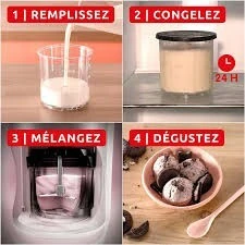 machine à glace Moulinex Dolci MJ602AF0- 3bol de 473ml -600w- 10 programmes automatique