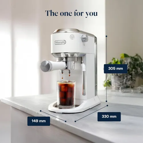 Machine A Café Expresso Delonghi DedicaDuo Blanc Argent 15 bars 1450 W 3 modes prédéfinis EC890.M