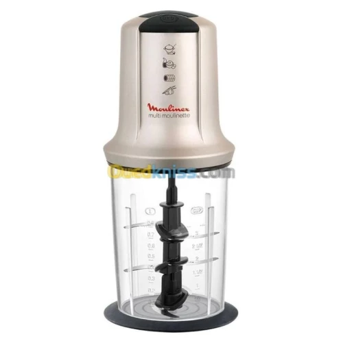 Mini Hachoir 3EN1 MOULINEX AT718A Multi Moulinette XXL, 0,8 ml- Argent - 500W - 2 VITESSES