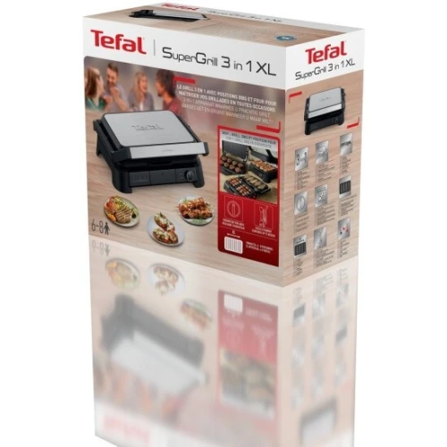 TEFAL Grille-viande SuperGrill 3-en-1 XL GC520DE0-2200W-Ouverture à 180 degrees