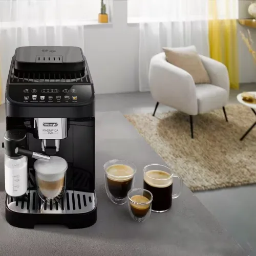 Machine a café automatique avec broyeur intègre delonghi magnifica evo ECAM292.81.B -15bar - 1.8L -250g - broyeur en acier 13 niveaux de mouture- 7 recettes