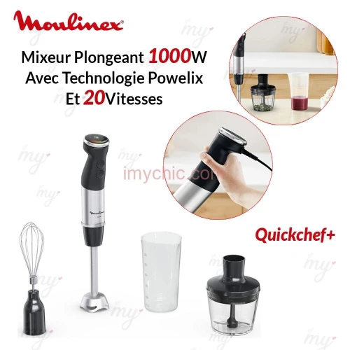bras mixeur mulinex quickchef+ 3en1  - 1000 W - 3 accesoires - 4 lames - DD673810