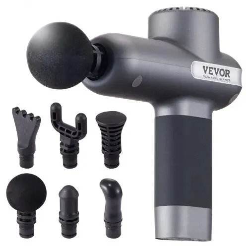 pistolet masseur vevor ls mini 5 vitesse 180 min d'autonomie 6 tête et étui de transport