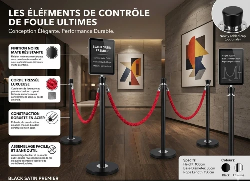 PIQUET DE GUIDAGE A SANGLES &  CORDES  POUR ORGANISATION & SECURITE