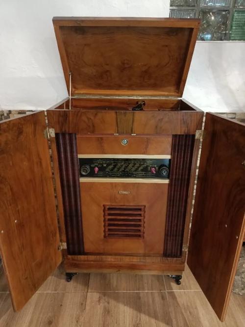 Meuble Radio FM AM phono 78 Tour Ancien MINERVA 1950