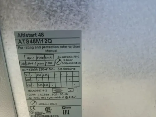 2 démarreur progressif Schneider electric ats48 630KW